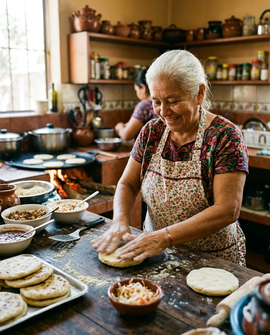 Pupusas being hand-made